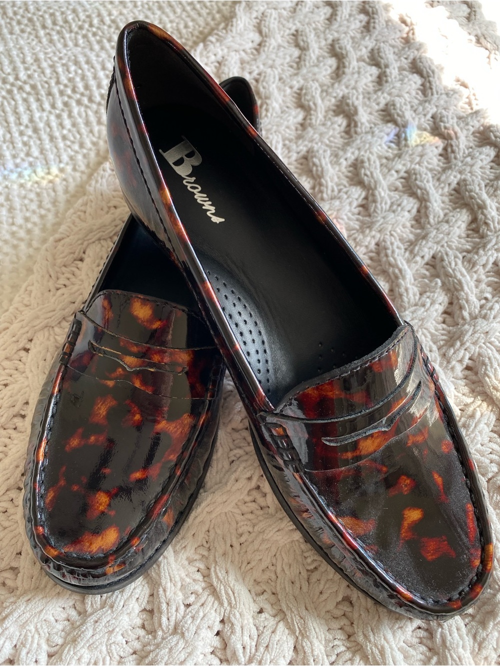 Browns Women’s Tortoiseshell Patent Penny Loafers